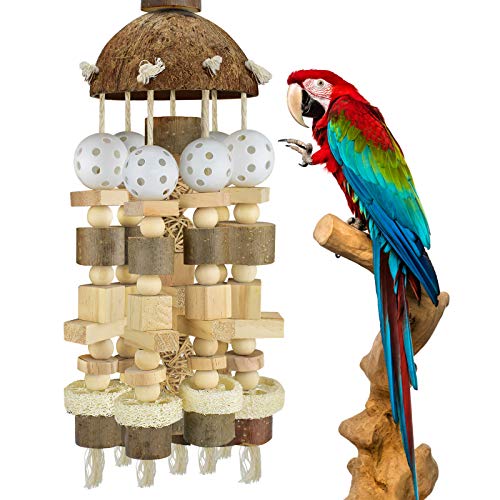 Large Wooden Parrot Chewing Toy for Birds