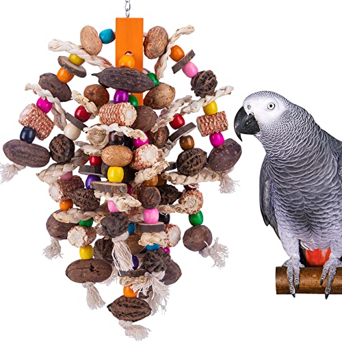 Large Parrot Chewing Toy with Nuts and Corn