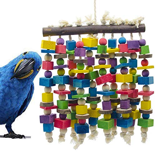 Large Multicolored Wooden Parrot Chewing Toy