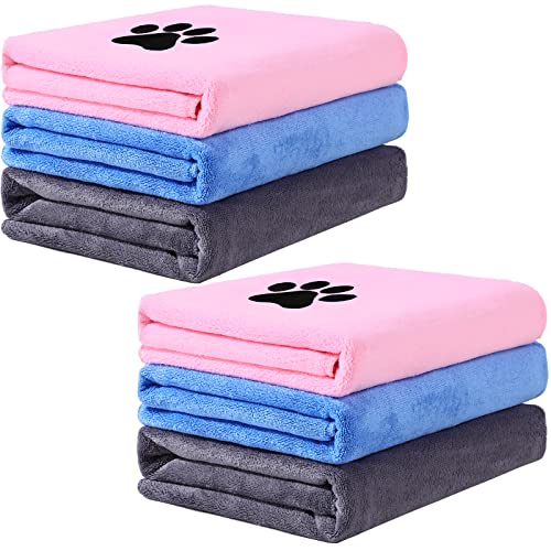 Soft Dog Grooming Towels with Embroidered Paw