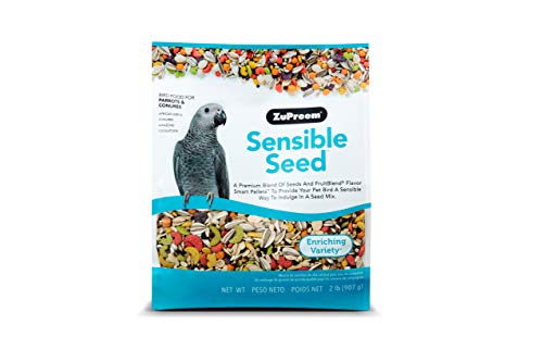 ZuPreem Sensible Seed Bird Food for Parrots & Conures - Premium Blend of Seeds, FruitBlend Pellets for Caiques, African Greys, Senegals, Amazons, Eclectus, Small Cockatoos (2 lb Bag)