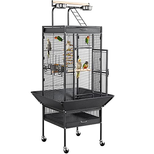 Large Black Bird Cage with Rolling Stand