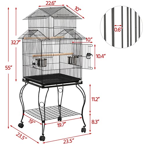 55" Triple Roof Bird Cage with Stand