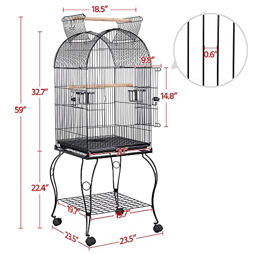 59-inch open top bird cage with stand