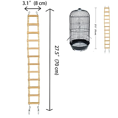 Bird Wooden Ladder Bridge, Pet Hamster Climbing Ladder Swing Toys, Pet Bird Cage Accessories, Wood Climbing Ladders for Bird Parrot Hamster Squirrel Sugar Gliders (12 Ladders)(27.5x3.14 Inches)