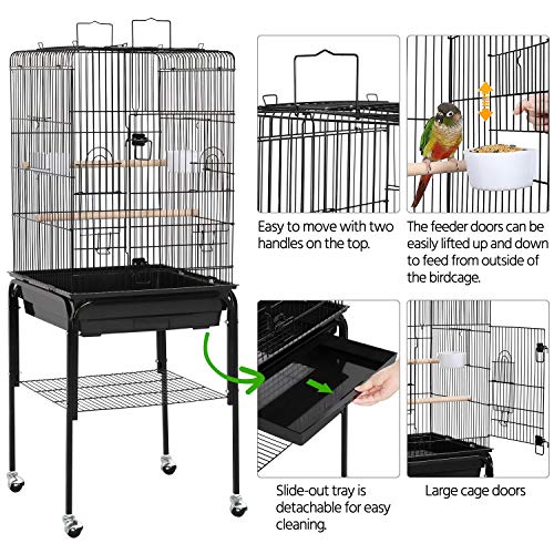 Rolling Parrot Cage with Detachable Stand