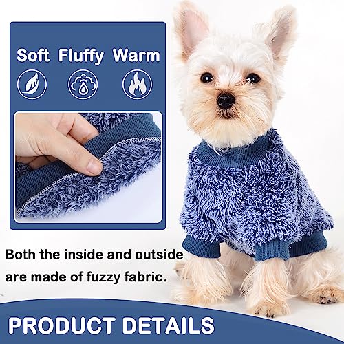 Fluffy Navy Blue Dog Sweater for Winter