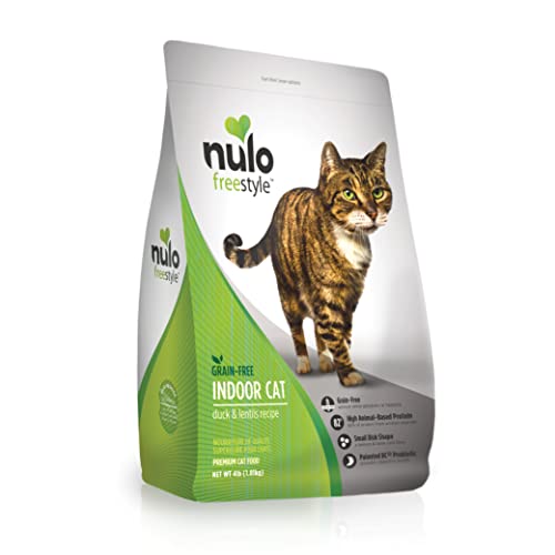 Nulo Freestyle Indoor Cat & Kitten Food, Premium Grain-Free Dry Small Bite Kibble, All Natural Animal Protein Recipe with BC30 Probiotic for Digestive Health Support, Duck, 4pounds