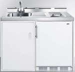 Summit C48ELGLASS White Kitchen All-in-One Unit