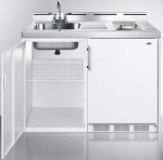 Summit C48ELGLASS White Kitchen All-in-One Unit
