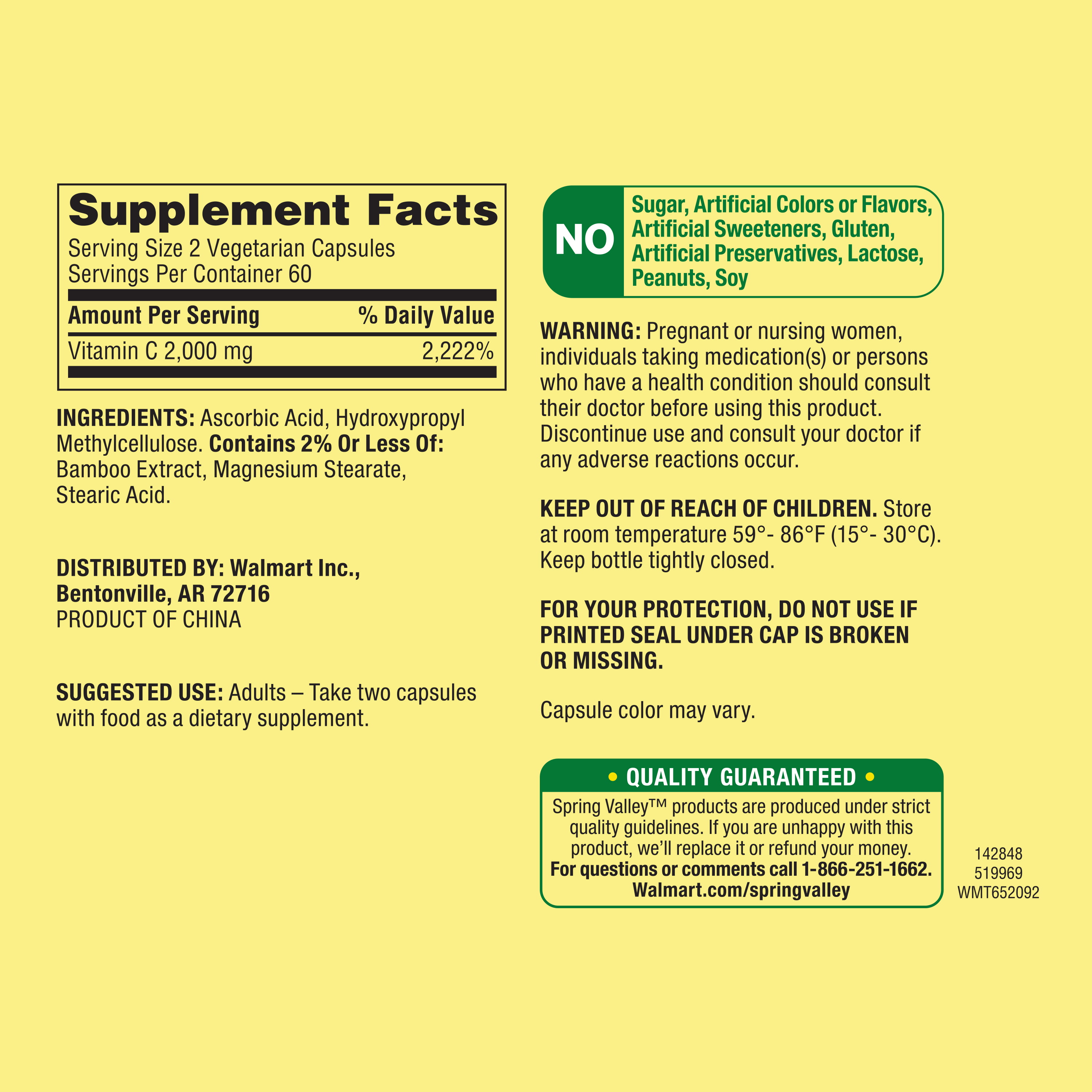 Ultra Strength Vitamin C Capsules, 2,000mg, 120 Count