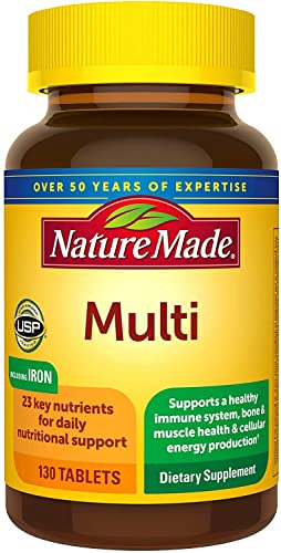 Nature Made Multivitamin Tablets with Iron, 130 Count