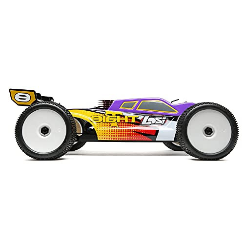 Losi RC Car 1/8 8IGHT-T 4 Wheel Drive Truggy Nitro RTR Nitromethane Fuel Dispenser Charger and Glow Igniter not Included Purple/Yellow LOS04011V2