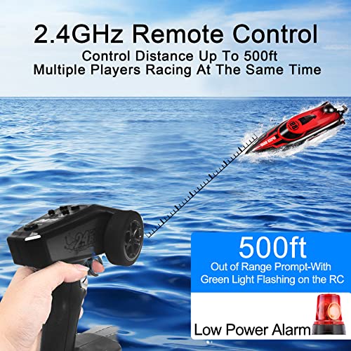Red High Speed RC Boat for Pools and Lakes