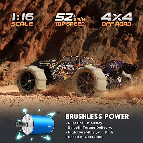 Fast RC Truck, Brushless Motor, 1/16 Scale