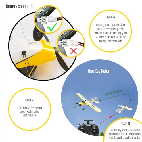 Top Race RC Plane 4 Channel Remote Control Airplane Ready to Fly RC Planes for Adults, Stunt Flying Upside Down, Easy & Ready to Fly, Great Gift Toy for Adults or Advanced Kids TR-C385