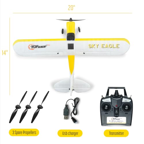 Top Race RC Plane 4 Channel Remote Control Airplane Ready to Fly RC Planes for Adults, Stunt Flying Upside Down, Easy & Ready to Fly, Great Gift Toy for Adults or Advanced Kids TR-C385