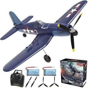 RC Plane 4 Channel Remote Controlled Aircraft Ready to Fly, One Key Aerobatic and One-Key U-Turn, Easy Control for Beginners, F4U Corsair RC Airplane Best Gift for Advanced Kids LEAMBE