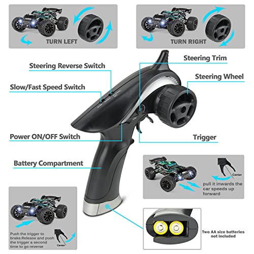 HAIBOXING RC Cars Hailstorm, 36+KM/H High Speed 4WD 1:18 Scale Electric Waterproof Truggy Remote Control Off Road Monster Truck with Two Rechargeable Batteries, RTR ALL Terrain Toys for Kids and Adult