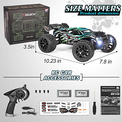 HAIBOXING RC Cars Hailstorm, 36+KM/H High Speed 4WD 1:18 Scale Electric Waterproof Truggy Remote Control Off Road Monster Truck with Two Rechargeable Batteries, RTR ALL Terrain Toys for Kids and Adult