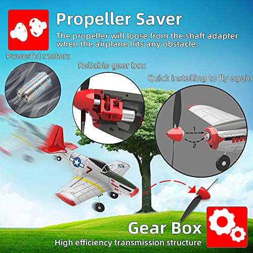 P51D RC Airplane 4CH 2.4GHz Remote Control Warplane Mustang Plane Ready to Fly with Xpilot Stabilization System One-Key Aerobatic and One-Key U-Turn Function 2 Batteries for Beginners Trainer Gift