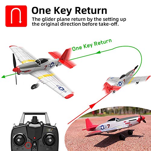 P51D RC Airplane 4CH 2.4GHz Remote Control Warplane Mustang Plane Ready to Fly with Xpilot Stabilization System One-Key Aerobatic and One-Key U-Turn Function 2 Batteries for Beginners Trainer Gift