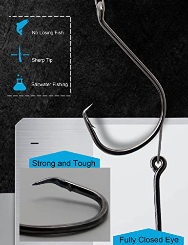 Beoccudo Circle Hooks Saltwater Leader Wire, 25pcs Heavy Duty Fishing Rig
