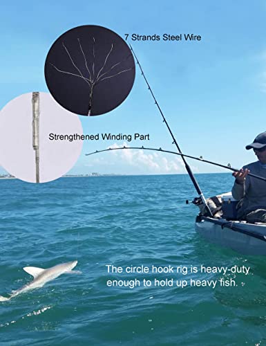 Beoccudo Circle Hooks Saltwater Leader Wire, 25pcs Heavy Duty Fishing Rig