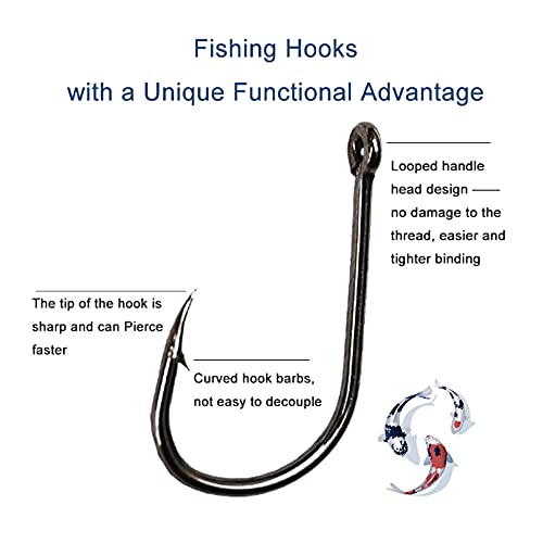 300PCS High-Carbon Steel Barbed Fishing Hooks - 10 Specifications