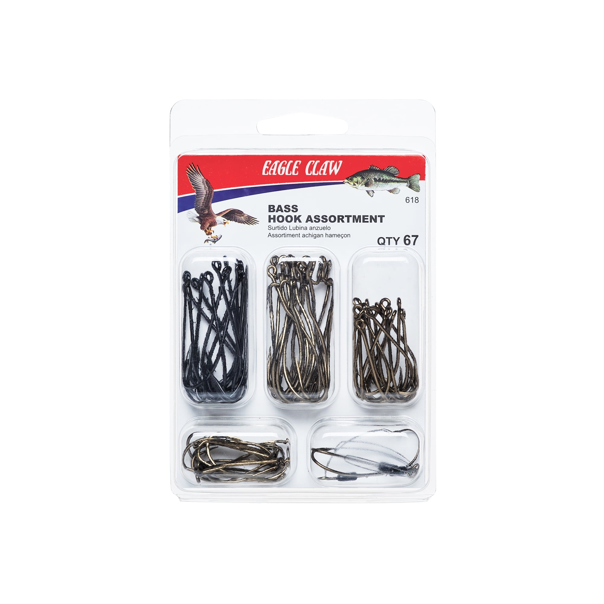 Eagle Claw Bass Hook Assortment - Various Sizes