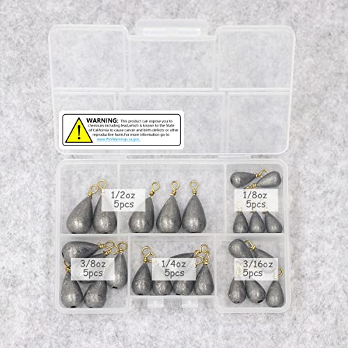 Assorted Bass Casting Weights Kit, 25pcs/Box