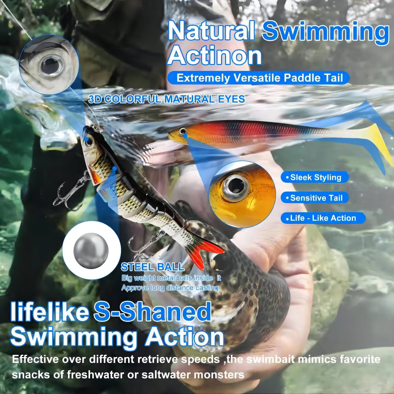 Bass Fishing Lures Kit with Tackle Box