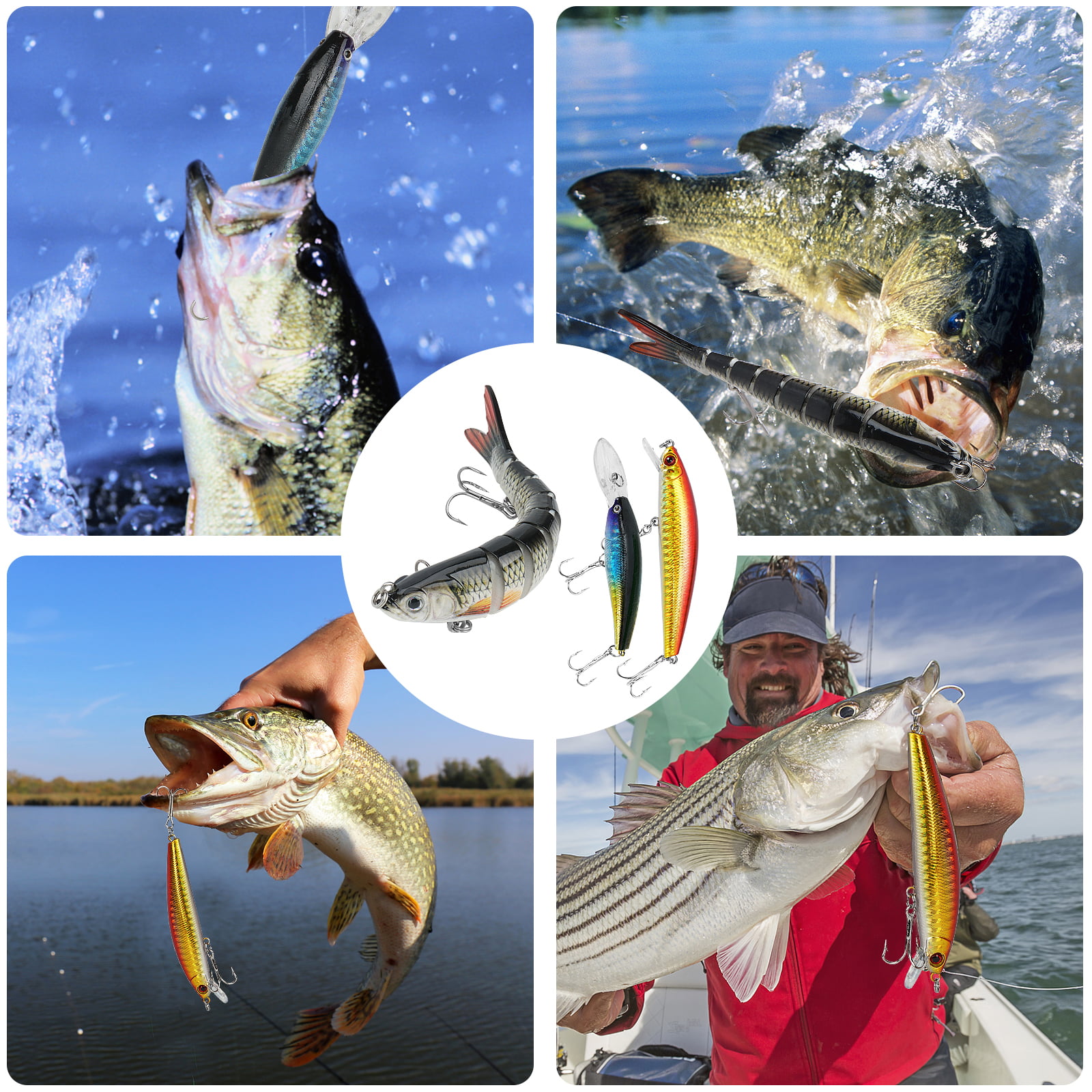Bass Fishing Lures Kit with Tackle Box