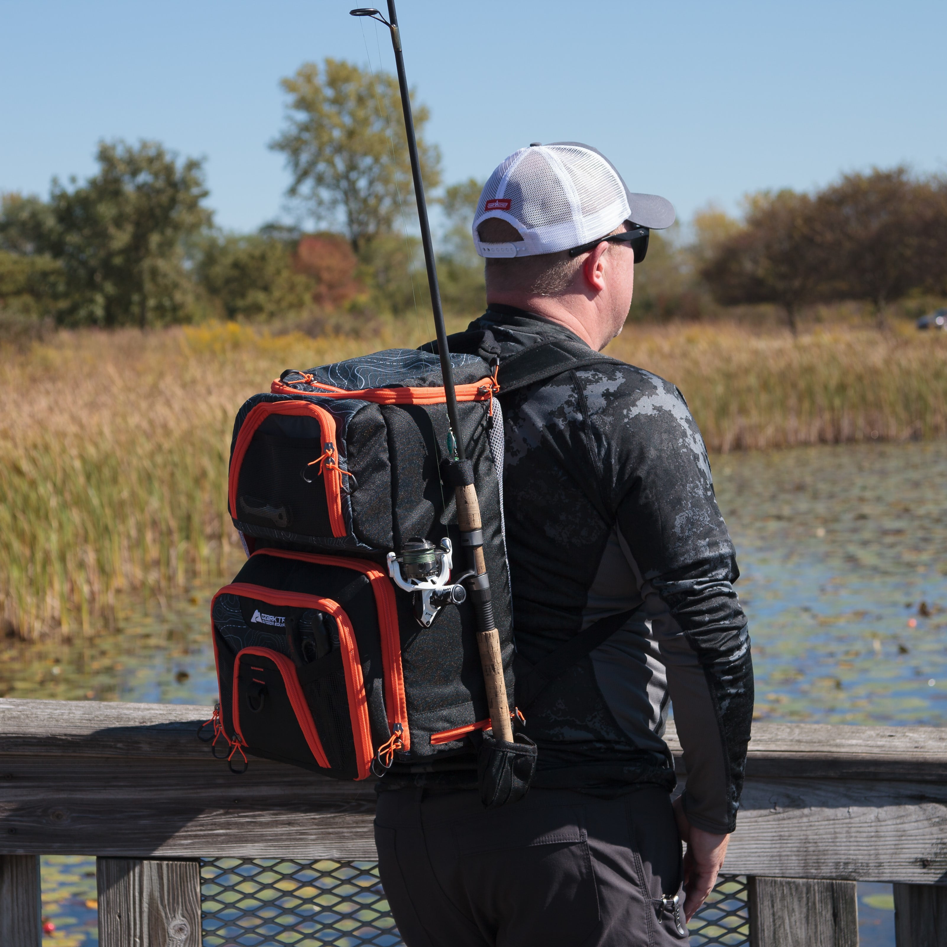 Elite Fishing Tackle Backpack with Bait Cooler, Black