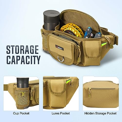 Piscifun Adjustable Waist Fishing Tackle Bag - Khaki
