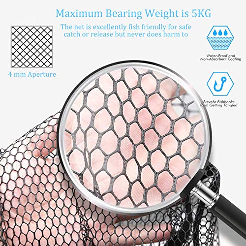 75" Aluminum Telescoping Fishing Landing Net, Rubber Coated