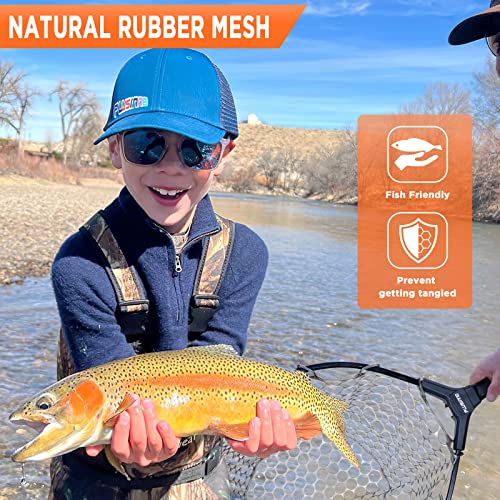 Fly Fishing Net - Trout Bass Soft Rubber Mesh