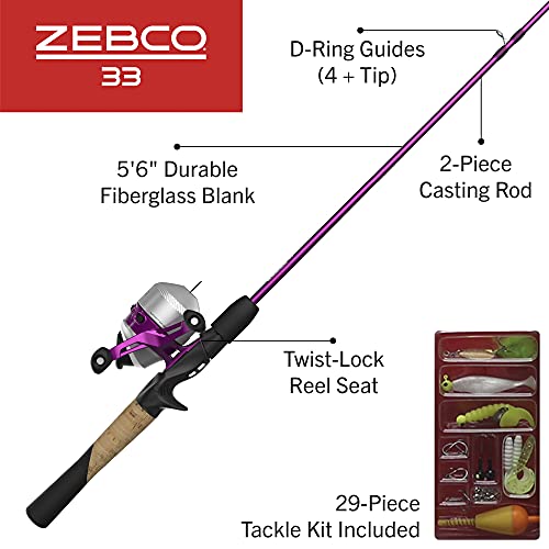 Zebco 33 Spincast Reel & Fishing Rod Combo, 5'6