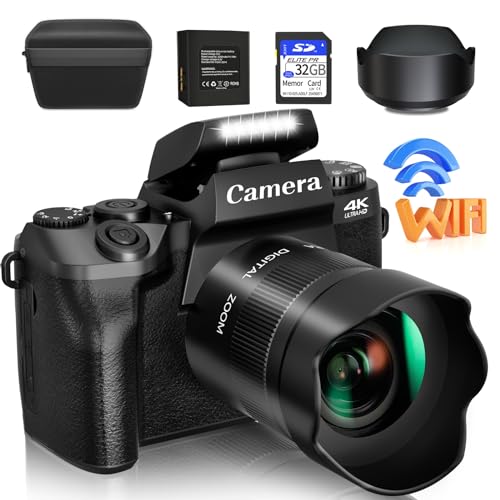 Saneen 4k WiFi Cameras for Vlogging - Black