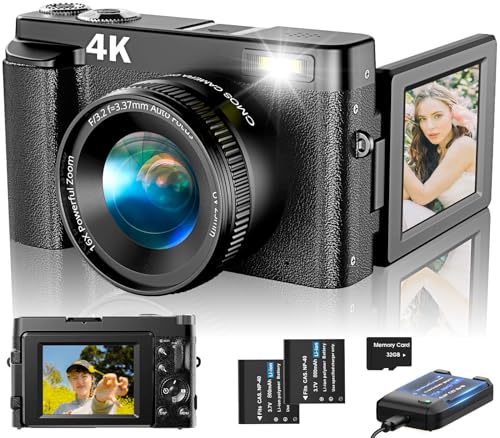 4K Autofocus Vlogging Camera with 48MP, Flip Screen