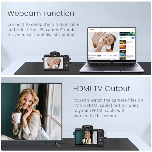 Saneen 4k WiFi Cameras for Vlogging - Black