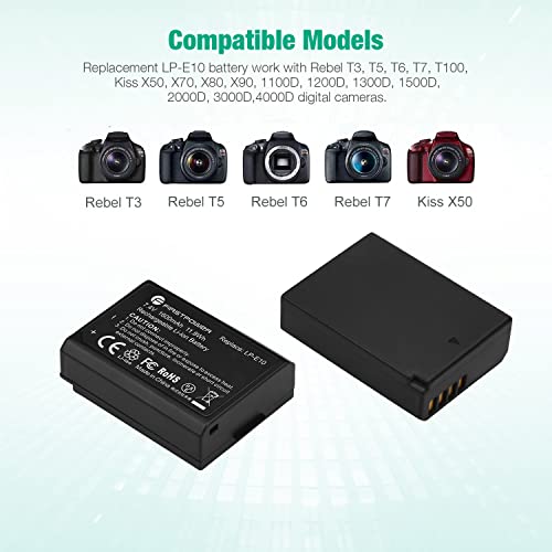 FirstPower LP-E10 Batteries for Canon EOS Rebel Cameras