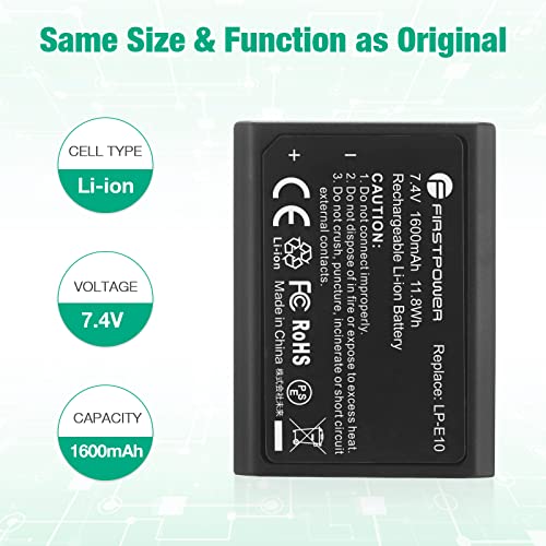 FirstPower LP-E10 Batteries for Canon EOS Rebel Cameras