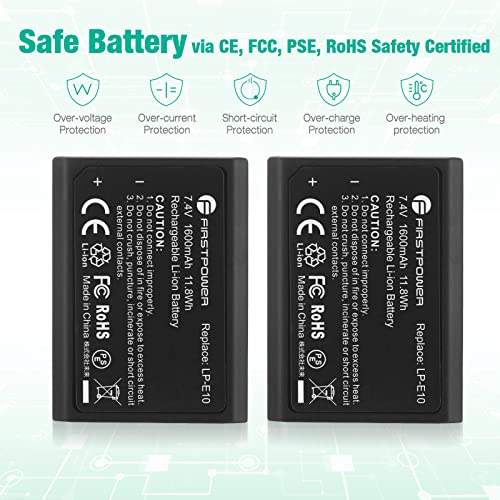FirstPower LP-E10 Batteries for Canon EOS Rebel Cameras