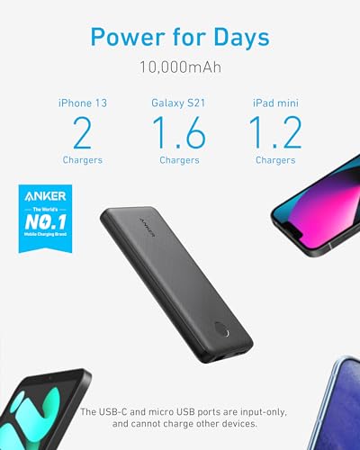 Portable charger with 10,000 mAh for iPhone and Samsung
