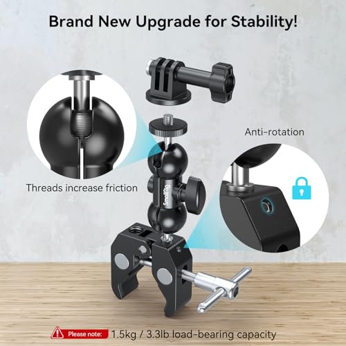 SMALLRIG Camera Clamp Mount with Double Ball Head