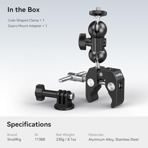 SMALLRIG Camera Clamp Mount with Double Ball Head