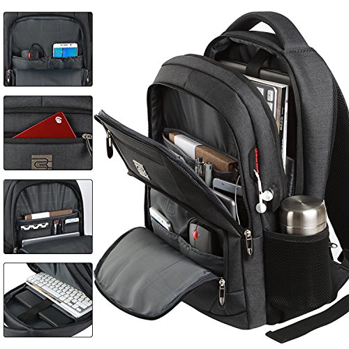 Anti-Theft Laptop Backpack with USB Port - Black