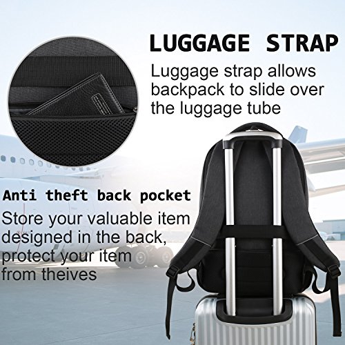 Anti-Theft Laptop Backpack with USB Port - Black