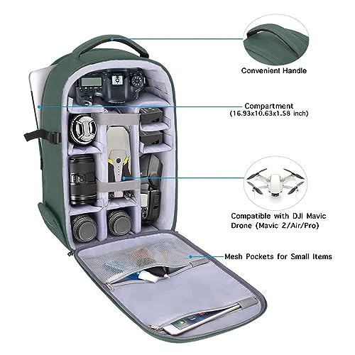 MOSISO 15-16" Camera Backpack, Emerald Green Hardshell Case